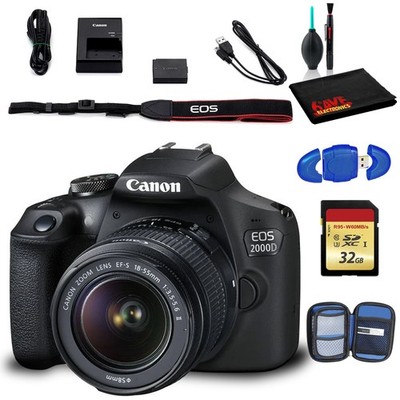 Canon EOS 2000D DSLR Camera with EF-S 18-55mm f/3.5-5.6 IS II Lens (Intl Model)