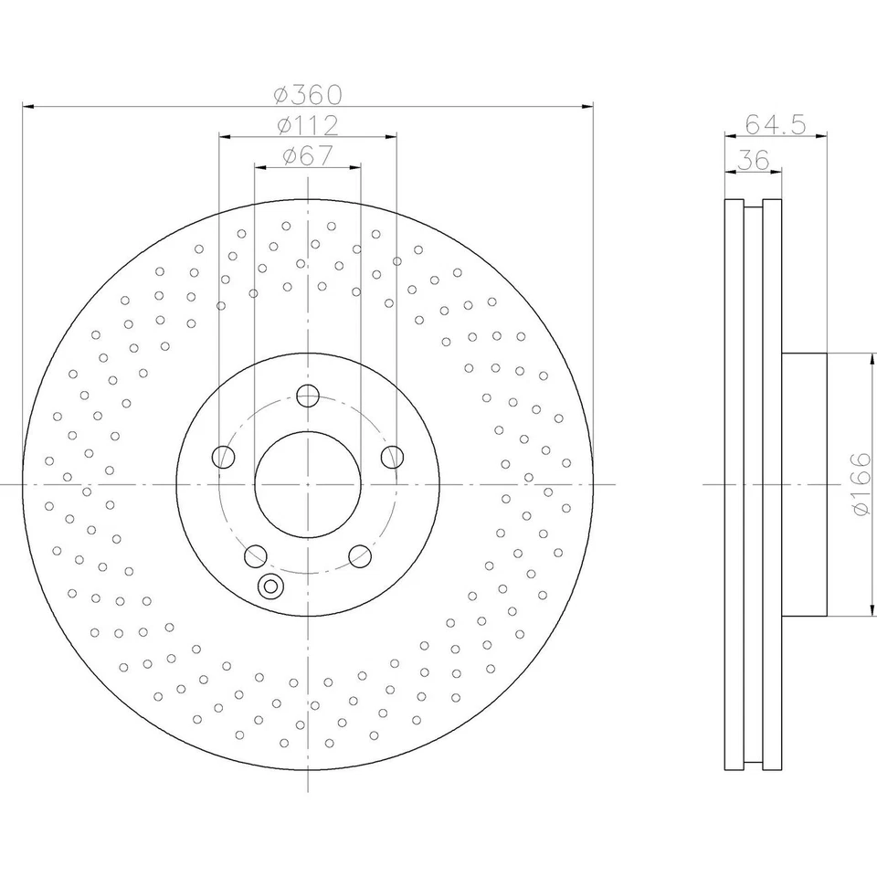 Rotor de freno de disco Hella Pagid 355109492 para modelos seleccionados 03-20 Mercedes-Benz Foto 4 de 4