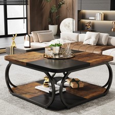 Couchtisch Quadratisch f&uuml;r Wohnzimmer 100 x 100 x 50 cm, Rustikales Braun