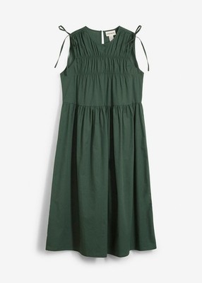 Kleid aus reiner Baumwolle Gr. 44 Schattengrün Midi-Dress Sommerkleid Neu*