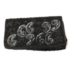 Womens Clutch Purse Black Sequin Party Prom Dance Evening Bag