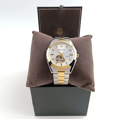 Men's Bulova Surveyor 98A284 Silver-Gold Dial Two-Tone Stainless Automatic Watch image 3