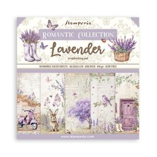 Stamperia LAVENDER Romantic 8x8 Paper Pad 10/pk  Bonus Mixed Media SBBS108
