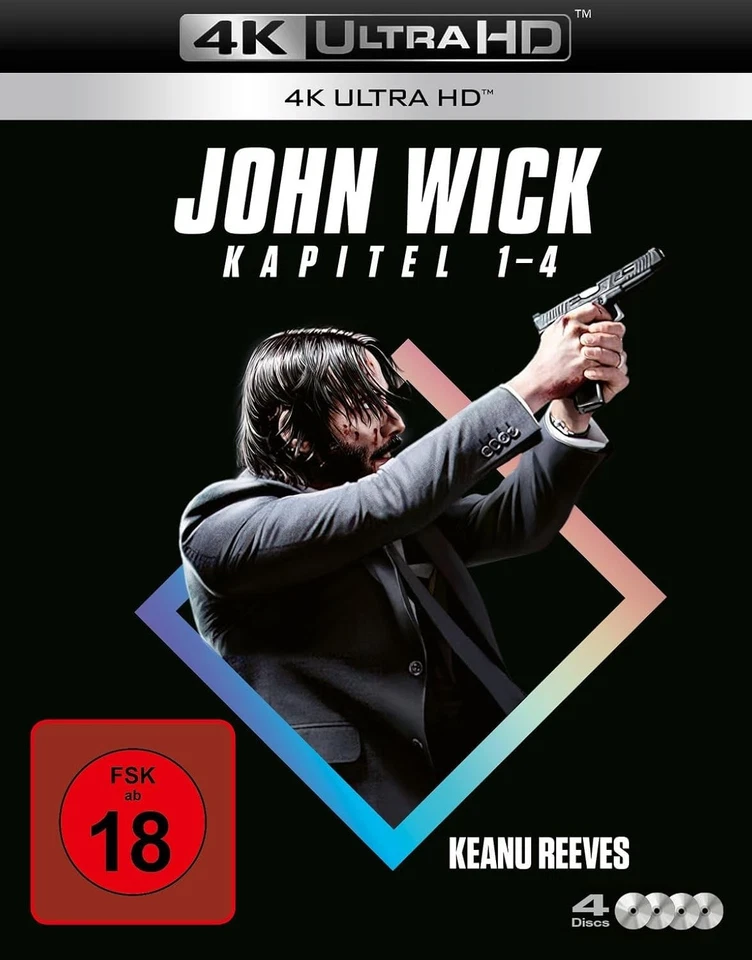 John Wick: Kapitel 1-4 (4 4K UHDs) Thriller/ Krimi/ Berry/ Halle/ Dafoe/ Willem - Bild 1 von 1