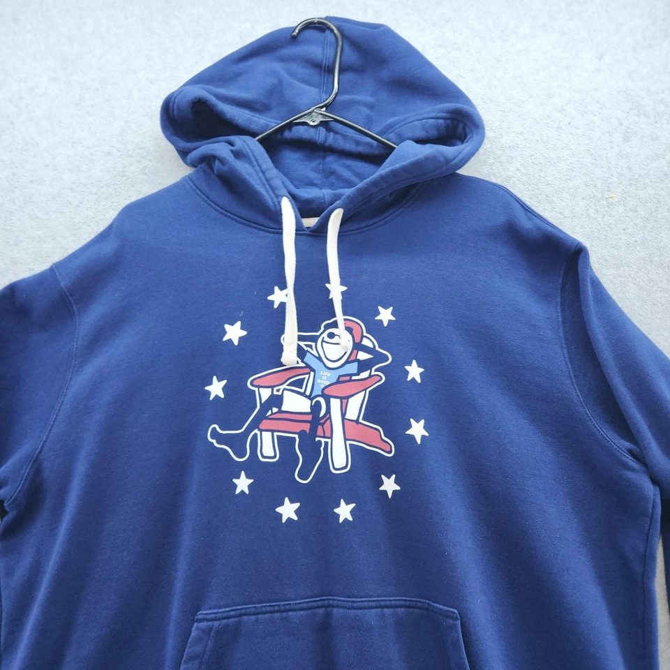 Life Is Good Hoodie Sweatshirt Mens XL Blue Patriotic Adirondack Graphic Chair - Image 2 of 4