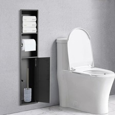 Recessed Toilet Paper Holder 304 Stainless Steel Black 3-Tier Storage
