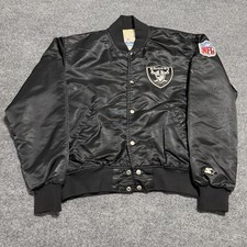 Vintage Oakland Raiders Starter NFL Pro Line Satin Jacket Mens Large Black