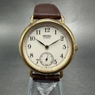 Seiko Watch Men 31mm White Dial Gold Tone Round 2G28-6000 New Battery Vintage