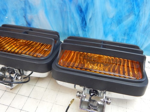 Vtg. NOS Pair K-D 12V Amber Rectangle Halogen Auxiliary Fog Light Brush guard - Picture 13 of 21