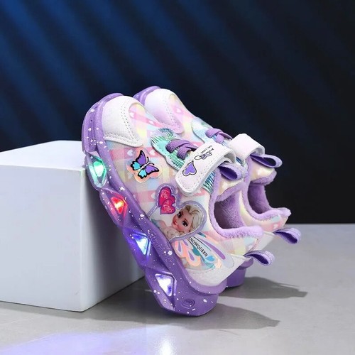 Girls LED Sneakers Princess PU Leather Shoes Children Casual Non-Slip Light Up - Picture 5 of 9