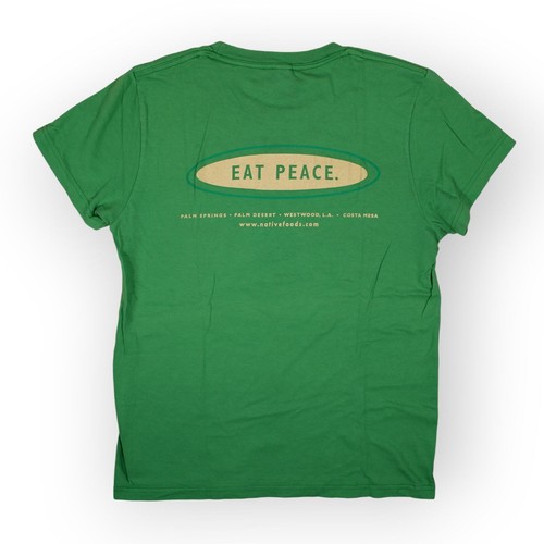 NativeFoods California Vegan Tee M/L EatPeace KellyGreen MadeInUSA FreeShipping - Picture 3 of 8