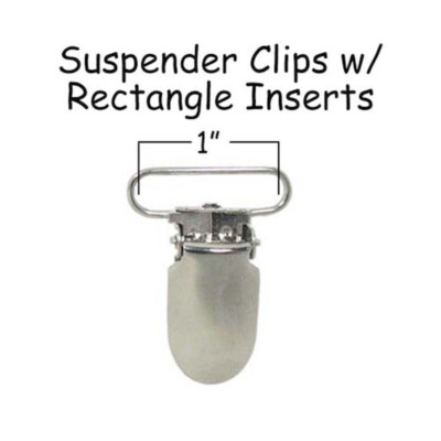 50 Suspender Paci Pacifier Holder Mitten Clips - 1'' Rect Inserts - LEAD FREE