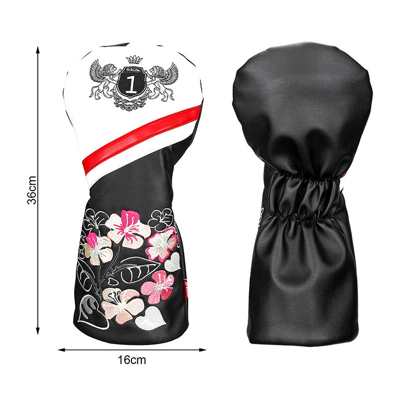 Golf Club Head Cover Embroidered Flower 3Piece Set, Driver Cover, Wood