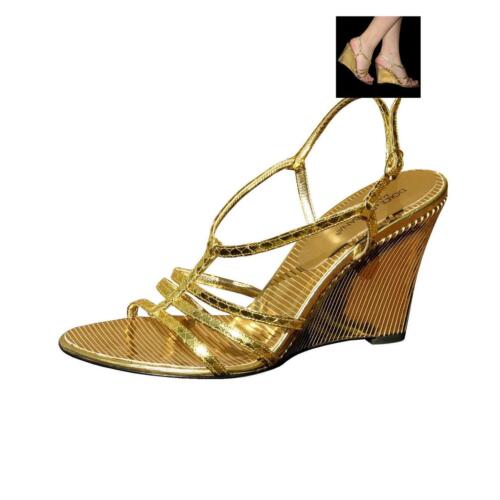 Dolce & Gabbana cuero auténtico D&G TACONES ALTOS cuña sandalias cuñas zapatos de cuero  - Imagen 1 de 3