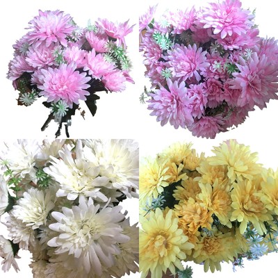 5x 9Heads Chrysanthemum Bunch Artificial Flowers Mum Bouquet Home Floral Decor