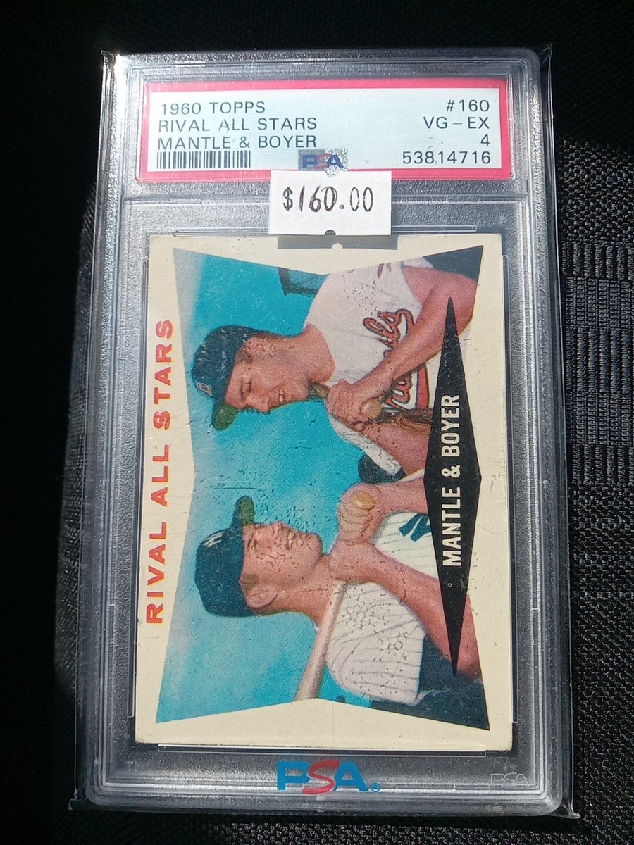 1960 Topps Baseball #160 Rival All Stars Mantle & Boyer PSA 4 Nice