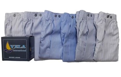 SANFOR 6 boxer uomo vela art. firenze con bottoni ed apertura in puro cotone 100%