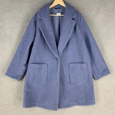 Evans Jacket Women 26 Blue Boucle Throw On Coat Soft Sherpa Relaxed Nwt
