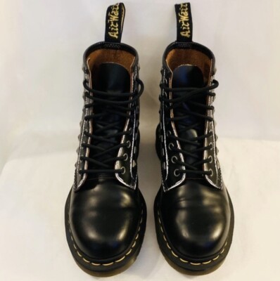 Dr. Martens 1460 Stud Studded Black Smooth Leather Boots