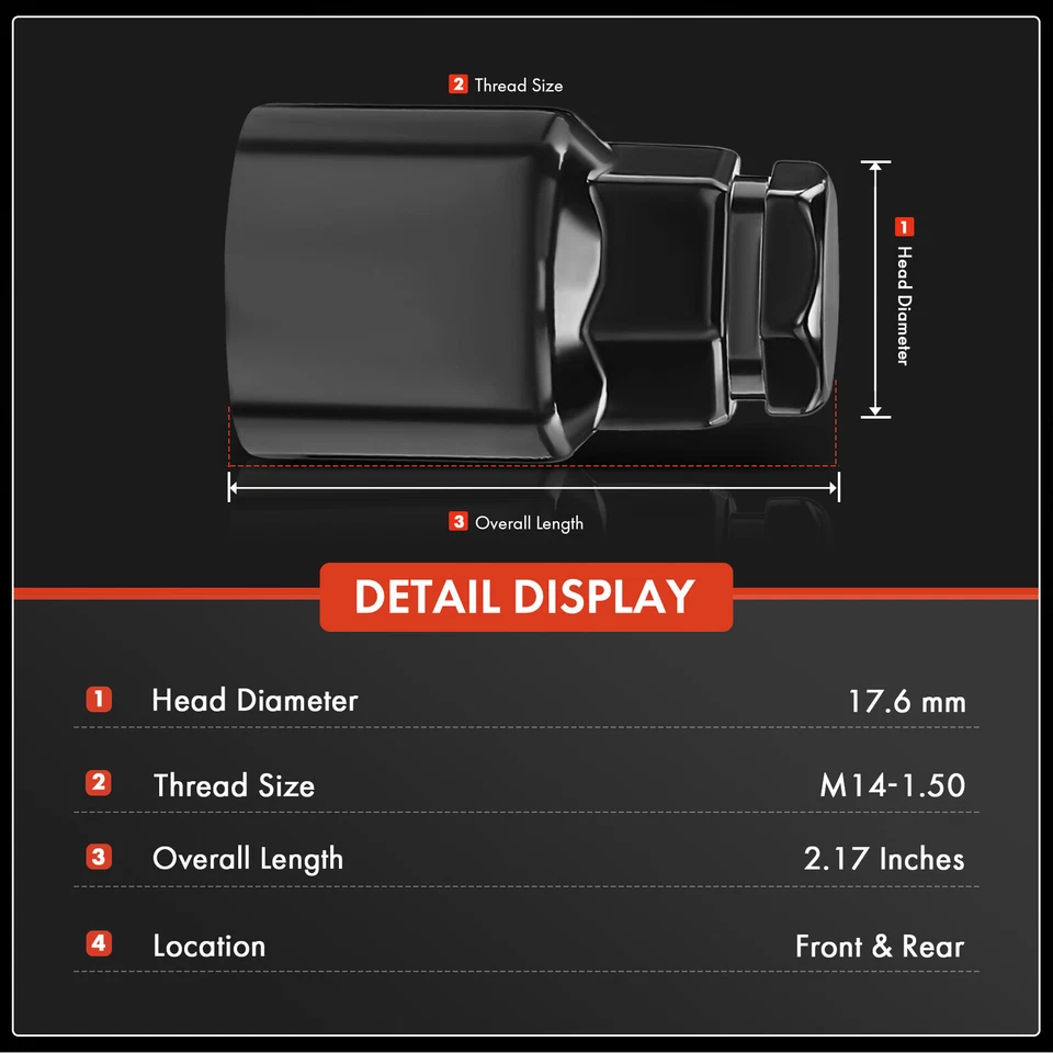 5x M14-1.5 17 mm hexagonal negro 28 mm perno de bloqueo de rueda para Mercedes-Benz E250 C350 Foto 2 de 4
