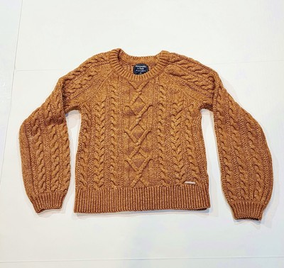 Abercrombie & Fitch Cable Knit Sweater Fisherman Women's XS Orange - Rust