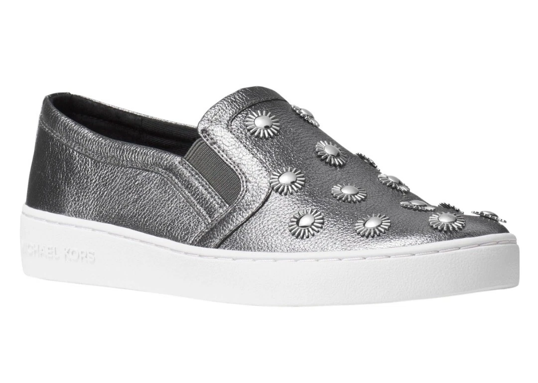 Michael Kors Women s Leo Slip On Metallic Leather Sneakers Shoes