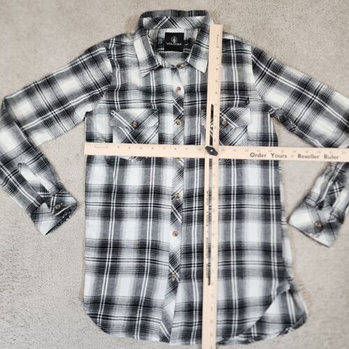 Volcom flannel Shirt Womens Size XS Long Sleeve Button Up Plaid - Picture 3 of 9