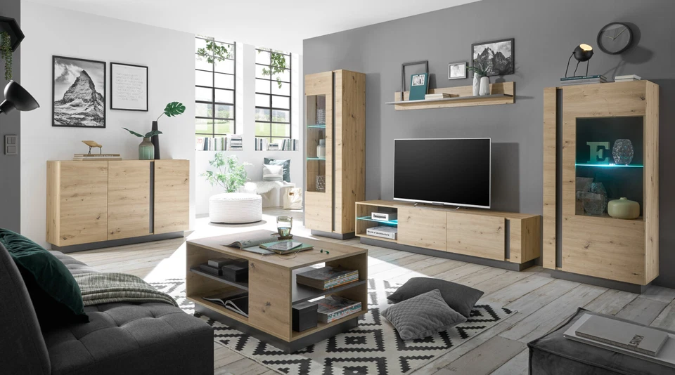 Sideboard Kommode Eiche Artisan grau Anrichte Wohnzimmer Esszimmer Möbel Louna - Bild 4 von 4