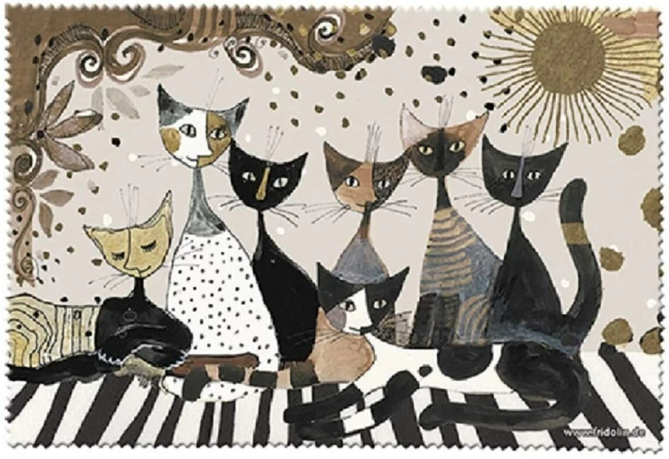 FRIDOLIN Rosina Wachtmeister Brillenputztuch Brillentuch aus Mikrofaser Cats Sepia