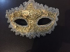 Masquerade Mask, Gold with Rhinestones and Sequins New