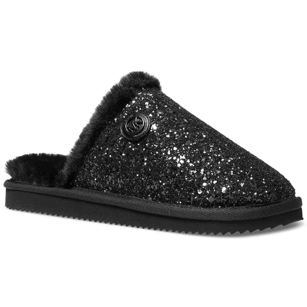Michael Michael Kors Women Slip On Mule Slippers Janis Size US 5M Black Glitter