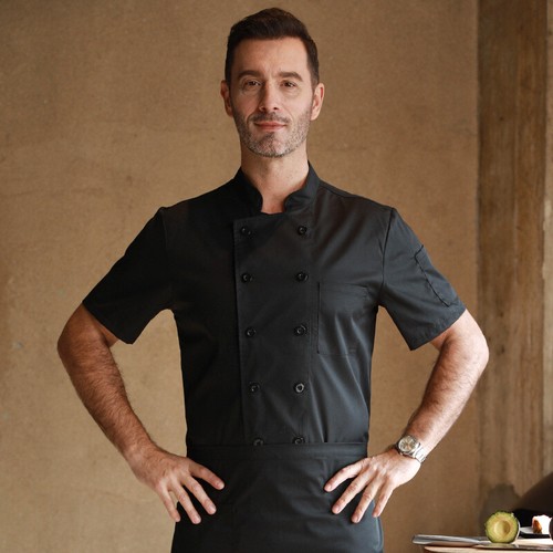 Men Chef Uniform Jacket Coat Kitchen Long/Short Sleeve Cooking Restaurant Top - Picture 9 of 24