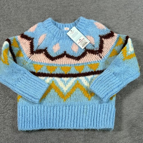 Cat & Jack Kids Blue Fair Isle Sweater XS | Cozy Recycled Knit Winter Style