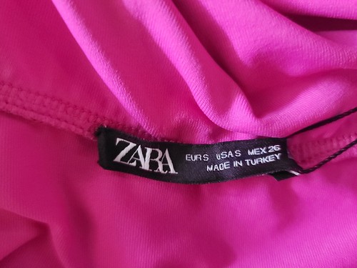 ZARA Hot Pink Off the Shoulder Bodysuit Modern Edgy Chic Stretchy Small NWT - Picture 5 of 5