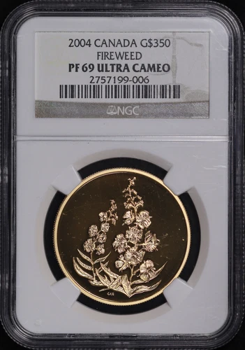 2004 Canada $350 Gold Flowers of Canada Fireweed 1.125 oz NGC PF-69 Ultra Cameo