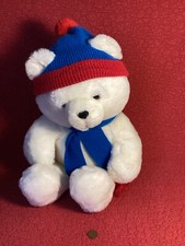 White Teddy Bear Winter Hat Scarf 1986 22" Dakin Fun Farm Vintage Plush