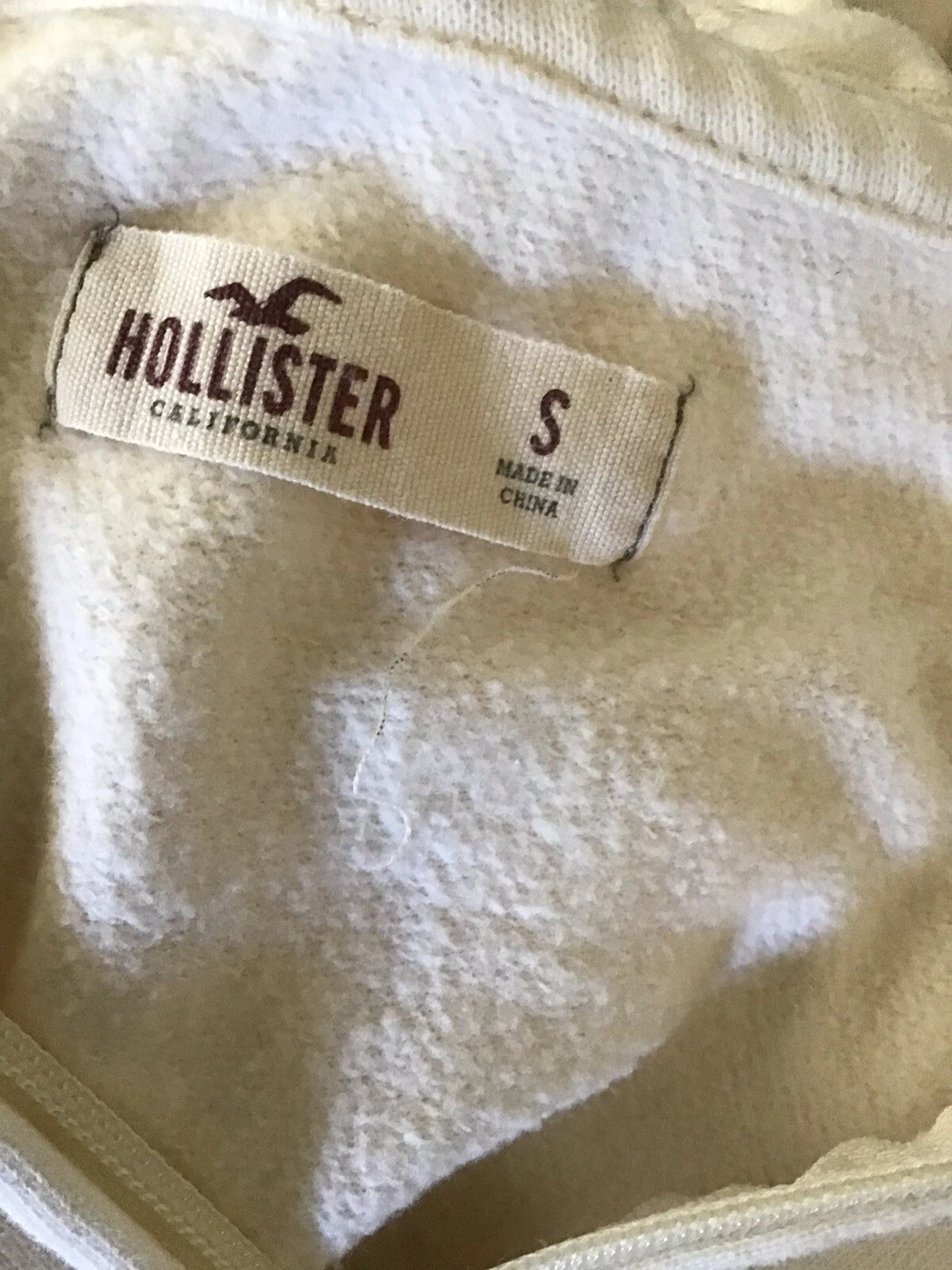 OFF WHITE felpa con cappuccio hollister taglia S colore avorio