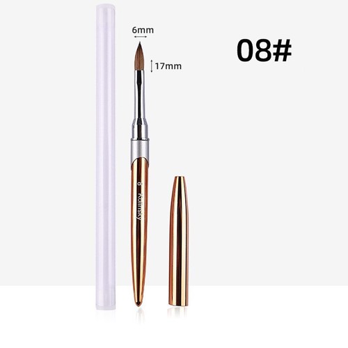 100% Pure Kolinsky Hair Acrylic Nail Brush Oval Crimped Shaped Metal Handle - Picture 28 of 33