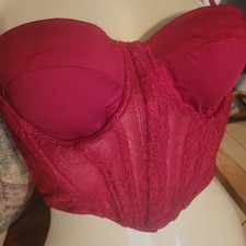 Windsor Red Lace Corset Bustier Crop Top Underwire Front Hook  Eye ClosureSmall