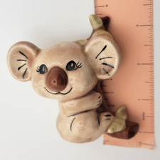 Ceramic Macrame Koala Bear on Branch Bead Craft Vintage for Plant Hangers