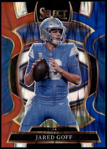 2025 Panini Select #69 Jared Goff Red and Blue Prizm Shock Detroit Lions