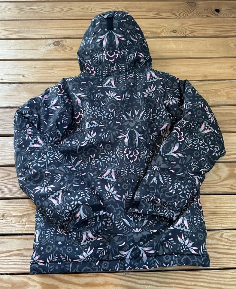 Columbia Girl’s Full zip Floral Hooded coat size M(10-12) Black E10 - Image 2 of 4