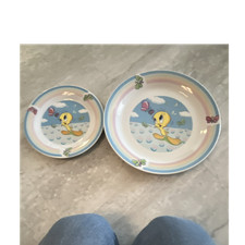 Tweety Looney Tunes 2pc 7in Ceramic Dessert Plates Microwave/Dishwasher Safe