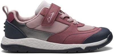 Clarks Kinder STEGGY STRIDE Beere Kombi Leder Schuhe