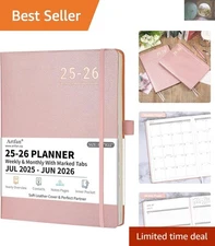 Luxurious Leather Cover Planner 2025-2026 - Thick Paper, Back Pocket, 8.5" x 11"