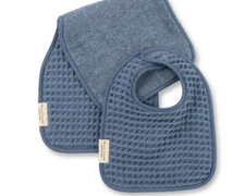 Bella Tunno Bib & Burp 2 pc Set - Soft, Thick,  Absorbent, Reversible NWT Blue
