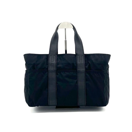 HERMÈS Tote Bag Top Double Handles Acapulco MM Black Nylon Leather Small Women