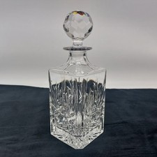 Edinburgh International Square Crystal Spirit Decanter & Facted Stopper Signed