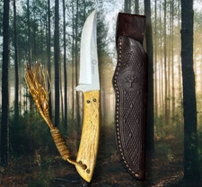 BOKER ARBOLITO Fixed Blade Full-Tang Antler Stag Hunting Knife W/ Sheath