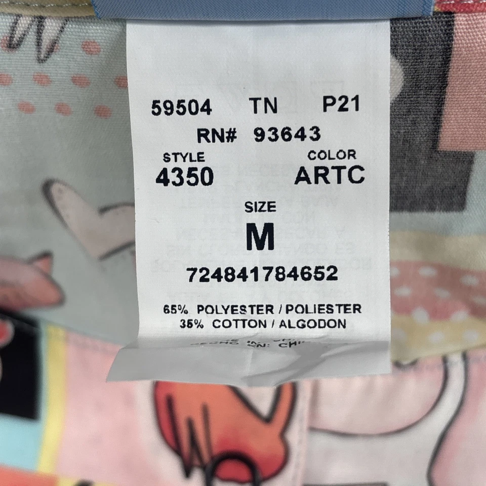 Scrub H.Q. Kittens/Cats Multicolor Long Sleeve V-Neck Scrub Top Size Medium New - Image 3 of 4